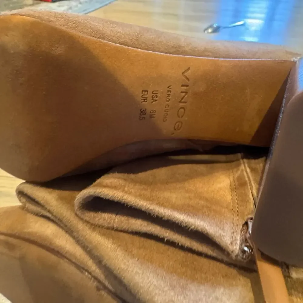 Vince Women's Leather Upper Pilar Knee High Boots Pointy Toe Beige Size 8.5 NWOT - Picture 10 of 13